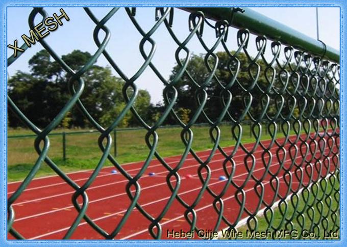 Green color PVC chain link fence used as sport fence