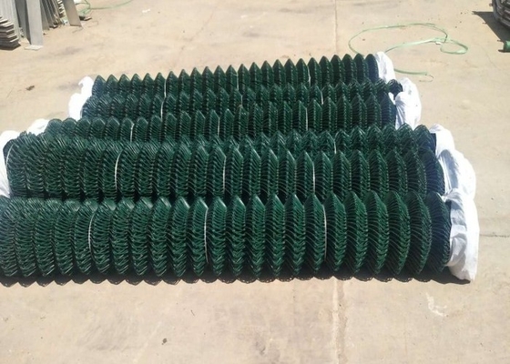 Green colored Chain Link Garden Security Wire Mesh Iron Metal Farm Fence For Garden