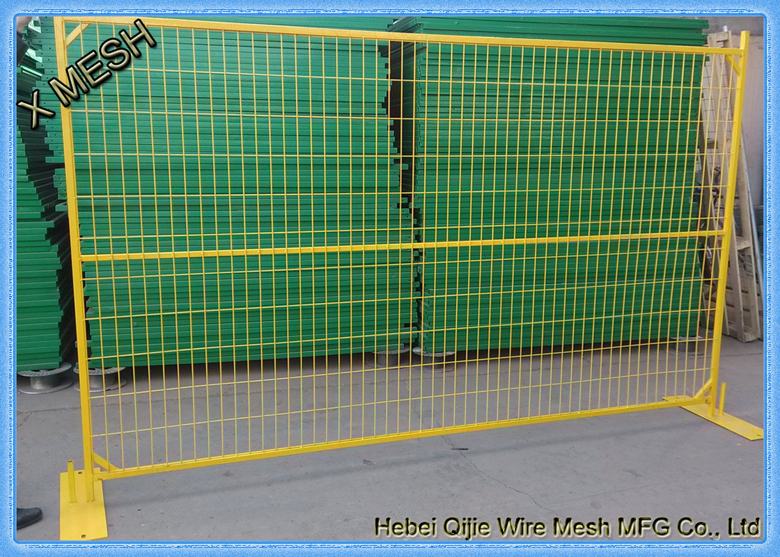 PVC Coated Portable Temporary Metal Fence Panels With Steel Feet 6' X 8