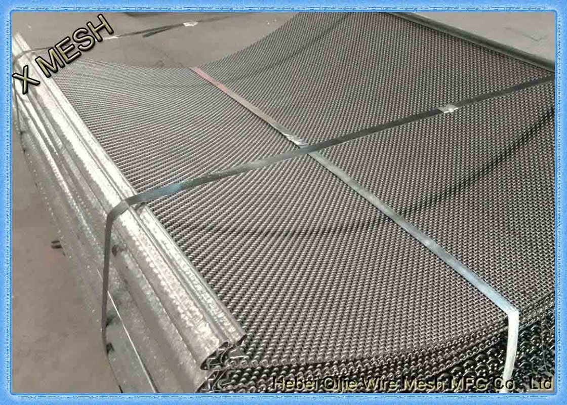 Lock Crimped Manganese Steel Vibrating Screen Mesh / 65Mn Steel Woven