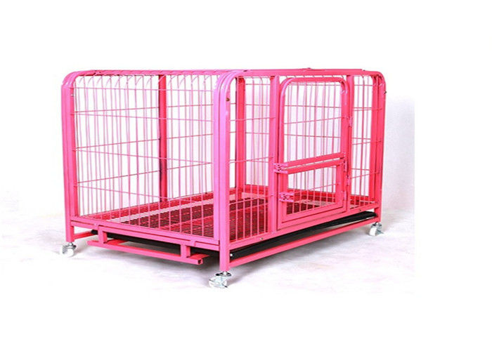 Pink Color Metal Wire Mesh Collapsible Dog Crate Kennel Cage Can Customized