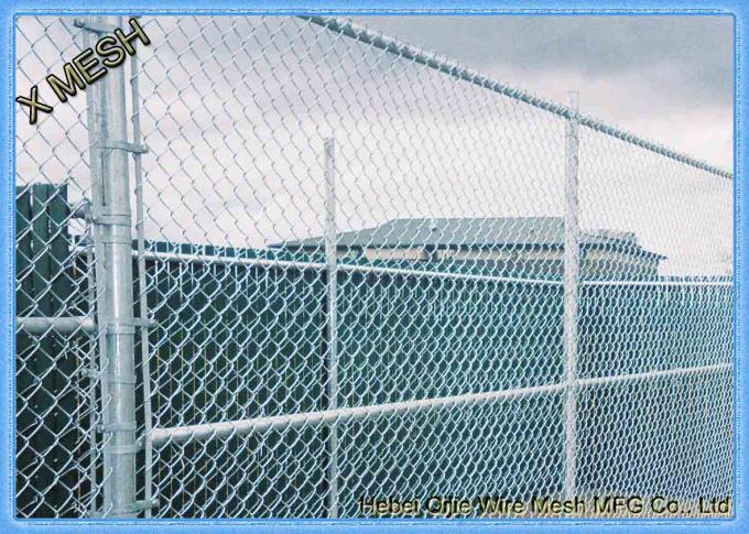 PVC Coated Security Chain Link Fence Mesh Fabric 8 Gauge 60 X 60mm Size