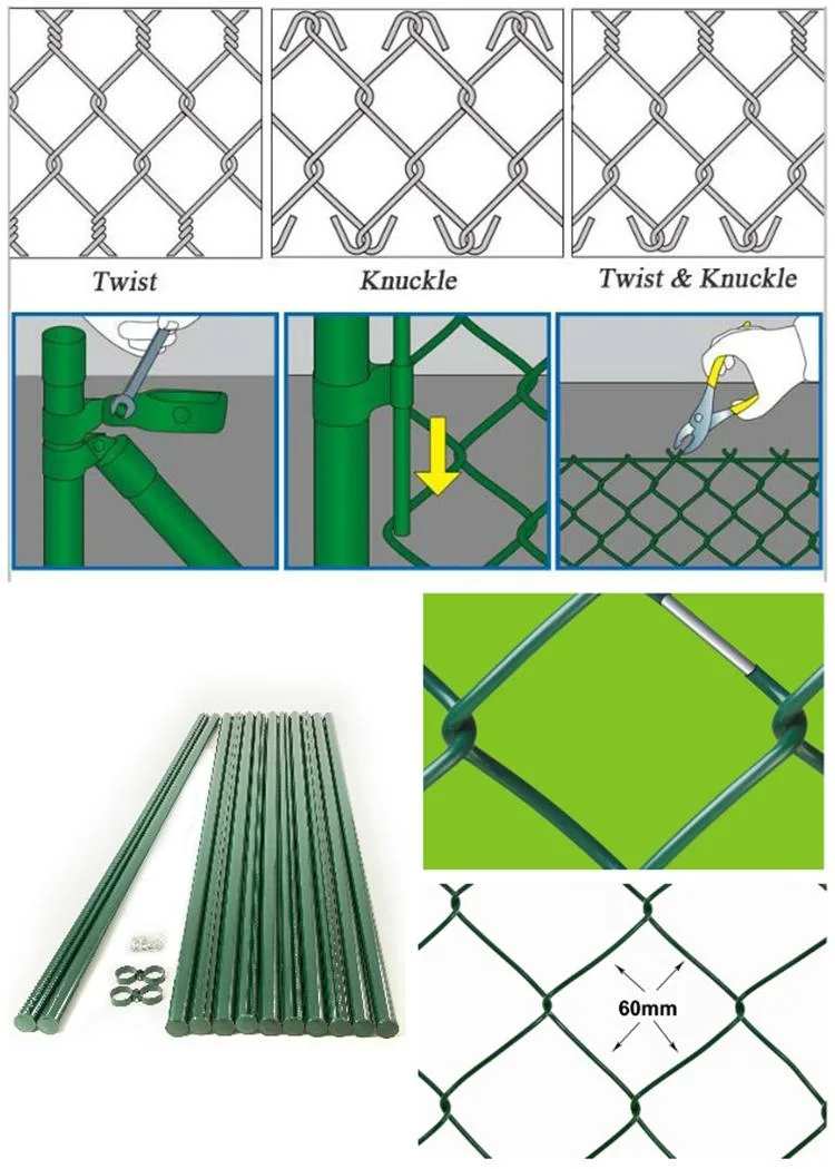 Iron Material and Diamond Hole Shape Chain Link Fence Garden Metal Fence