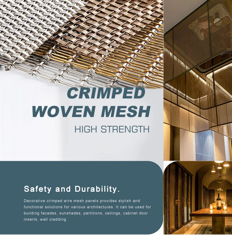 Decorative Metal Crimped Stainless Steel Flat Wire Screen Mesh for Furniture Cabinets 0