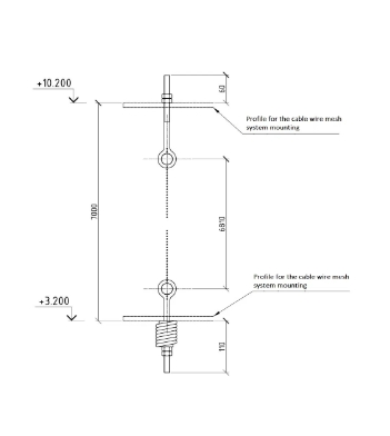 Architectural Wire Mesh--Tec-Sieve Multi-Barrette Weave/Cable Mesh System