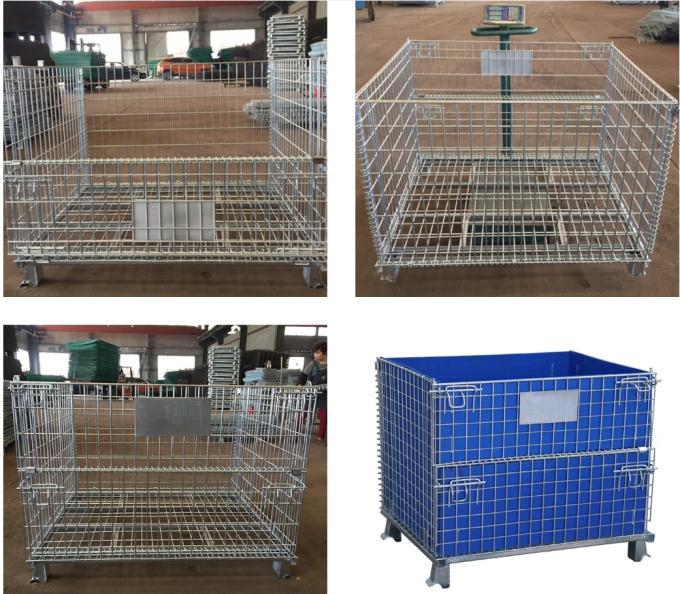 Metal Stackable Collapsible Wire Mesh Container 500kg