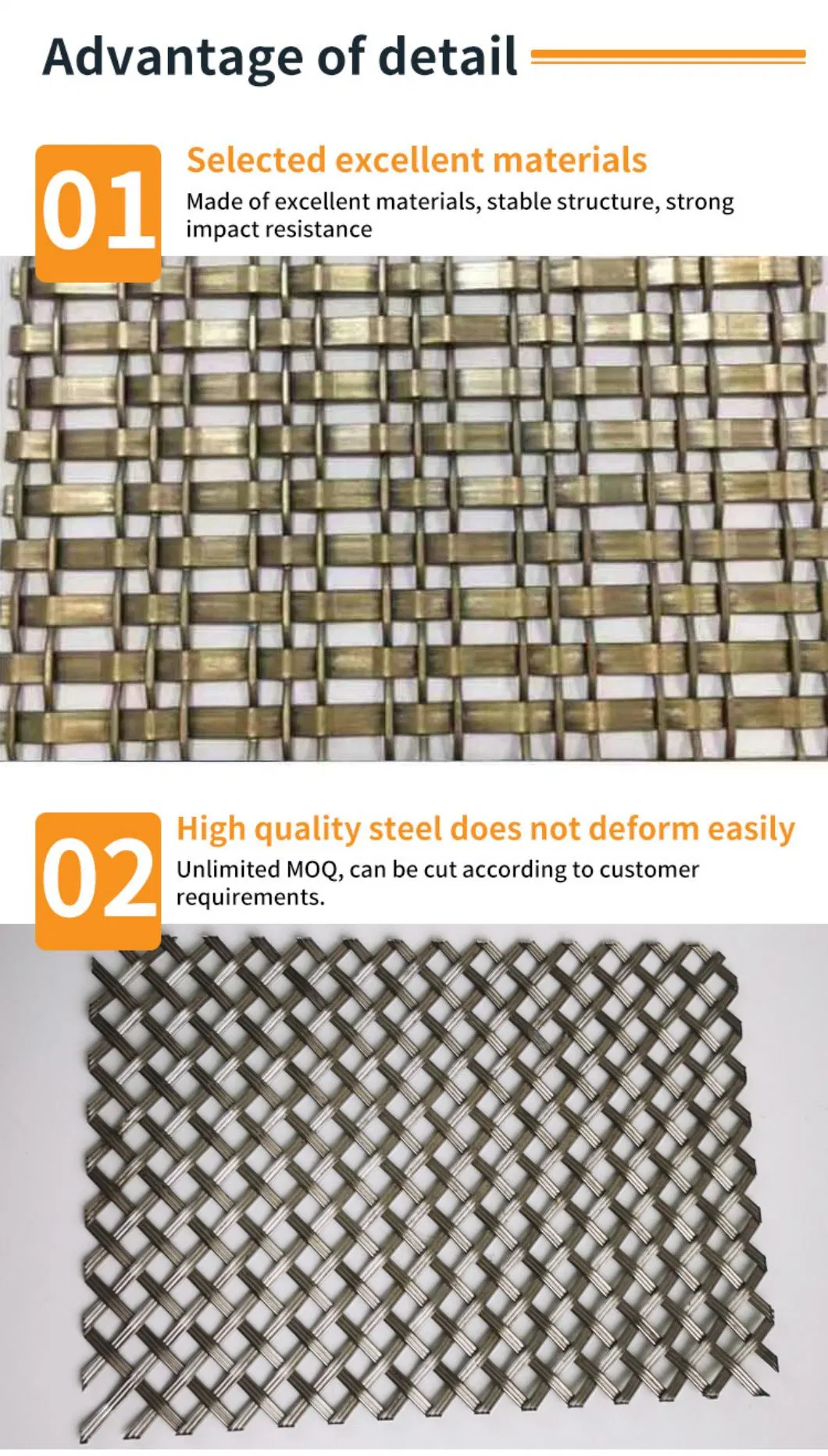 Decorative Wire Mesh Wire Cable Mesh AISI316 Stainless Steel Woven Mesh 3
