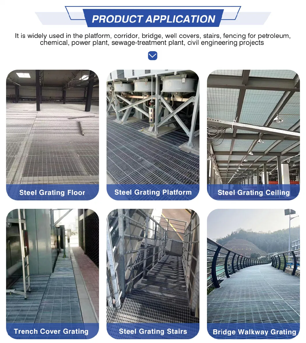 OEM Customized Hot Dipped Galvanized Plain/Serrated Steel Grating for Platform Walkway /Drain Trench Cover 3