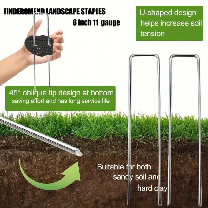 Insect Net Fixing Peg Turf Securing SOD Staples Galvanized Steel Garden Nail 3