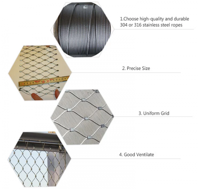 Ss 304 Stainless Steel Wire Rope Mesh 20x20mm Protect Windows / Zoo ...