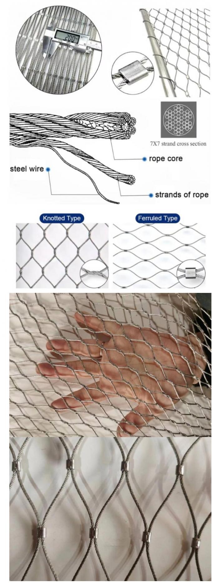 SS 304 316 Flexible Zoo Netting Monkey Cage Stainless Steel Wire Rope ...