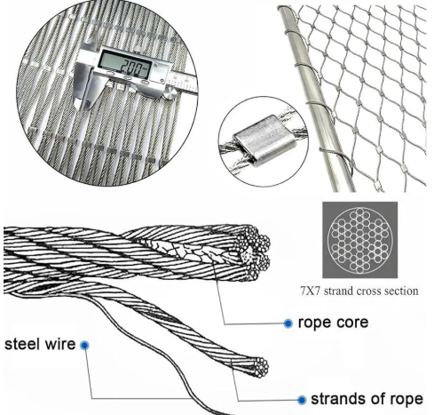 Flexible Stainless Steel Cable Mesh 304 316 Metal Wire Rope Mesh for ...