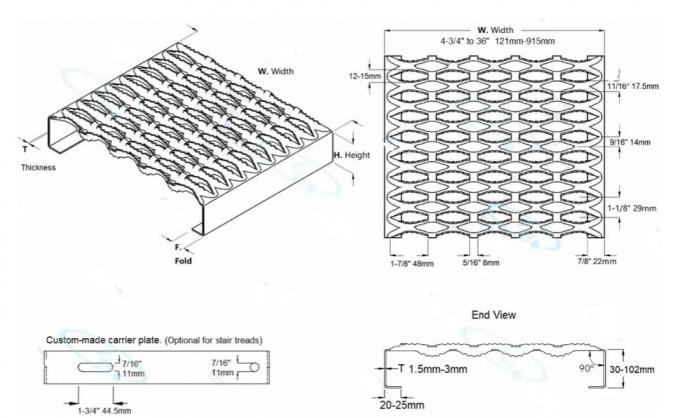 Platform Strut Design Galvanized Sheet Oval Grip Strut Work Platform Walkway Safety Grating