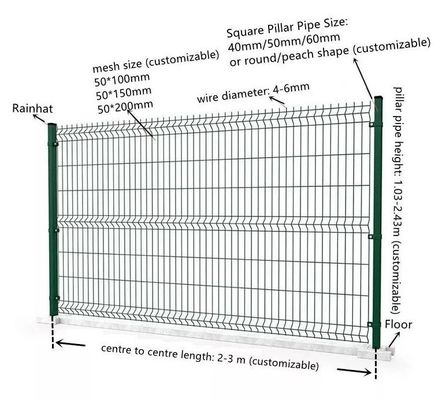 High Security 3d Curved Wire Mesh Fence Galvanized Welded