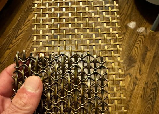 Sgs Ss304 Architectural Woven Wire Mesh In Rolls Antique Brass Plated