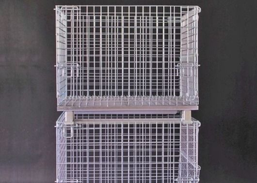 Rigid Foldable Wire Mesh Container Collapsible Steel Metal Basket For Storage