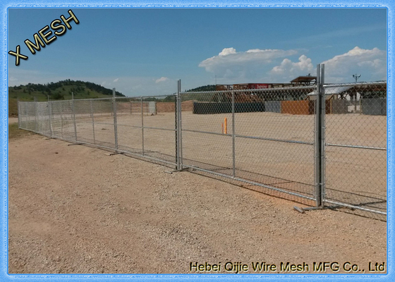 Galvanized Sturdy Temporary Mesh Fencing , Portable Chain Link Fence Steel Feet