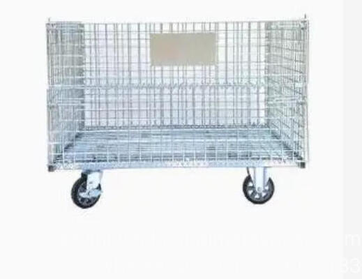 1200*1000 Collapsible Outdoor Foldable Warehouse Metal Steel Stackable Iron Galvanized Roll Wire Mesh Container