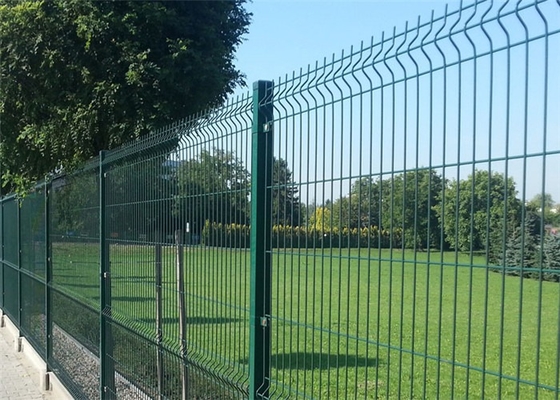 Green Pvc Coated Welded Wire Mesh Fence / 3D Curved Wire Mesh Fencing