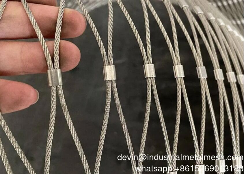 304 316 Diamond Stainless Steel Cable Woven Ferrule Wire Rope Mesh for ...