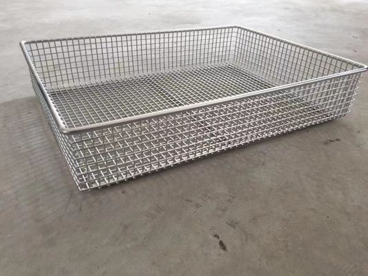 Silver 0.5mm Stainless Steel Wire Mesh Tray Sterilizing Corrosion Resistant