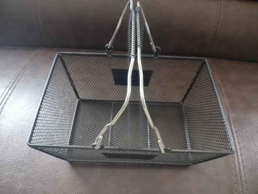 Neatly Kitchen Pantry Silver Mesh Baskets With Wooden Handles