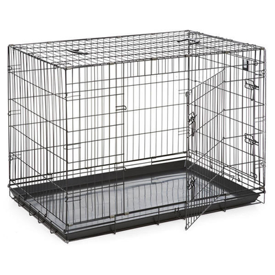 Breathable Large Metal Folding Metal Dog Crate With Gate