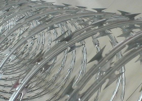 Oem Concertina Razor Wire Anti Rust Cross Type And Iron Wire Material