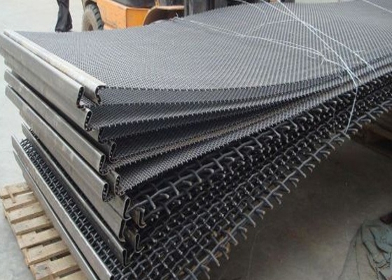 Black Iron Square Woven Crimped Vibrating Screen Mesh 1.5mx1.95m