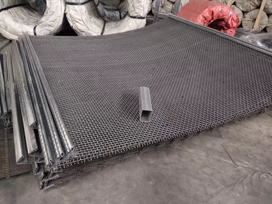 Black Iron Square Woven Crimped Vibrating Screen Mesh 1.5mx1.95m