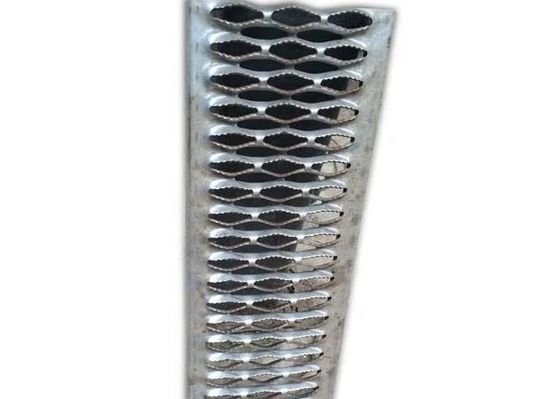 Perforated Metal Mesh HDG Steel Grating Stair Tread With Securing Brackets