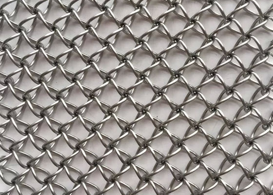 20m Facade Natural Colour Crimped Woven Wire Mesh 2.5mm Titanium Plating