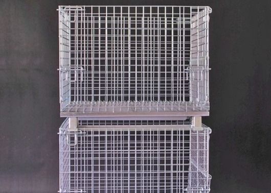 Rigid Foldable Wire Mesh Container Collapsible Steel Metal Basket For Storage