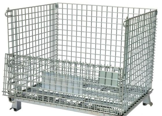 Rigid Foldable Wire Mesh Container Collapsible Steel Metal Basket For Storage