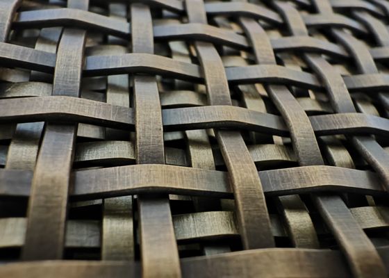 Antique Brass Flat Stainless Steel Wire Decorative Crimped Woven Wire Mesh Panels Grilles For Cabinet Door Inserts