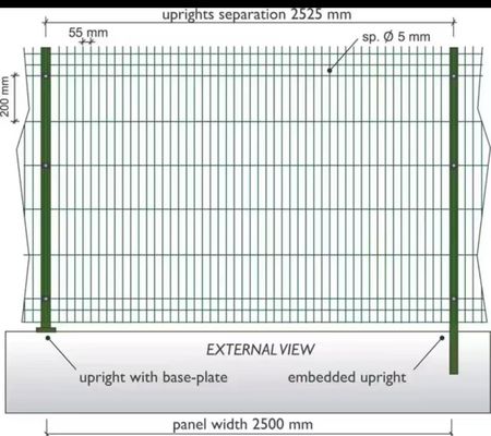 Galvanized 3D Curved Fence Welded Mesh Fence With Ground Post