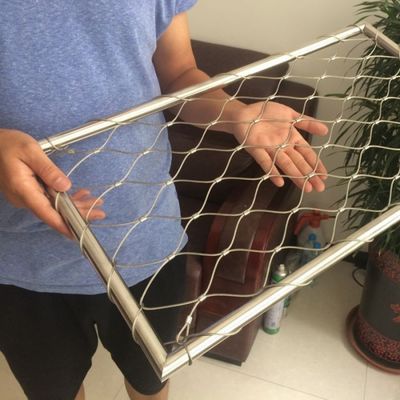 Flexible 304/316 Hand Woven Stainless Steel Knotted Wire Rope Cable Mesh for Zoo Security