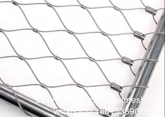 304 316 High Strength Stainless Steel Hand-Woven Ferruled Cable Wire Rope Mesh for Garden Fence