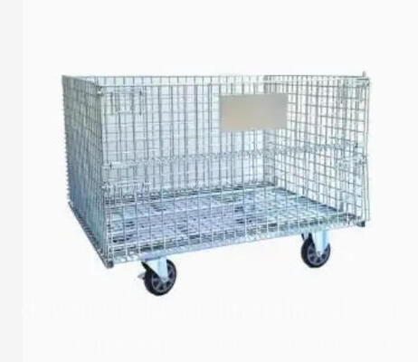 1200*1000 Collapsible Outdoor Foldable Warehouse Metal Steel Stackable Iron Galvanized Roll Wire Mesh Container