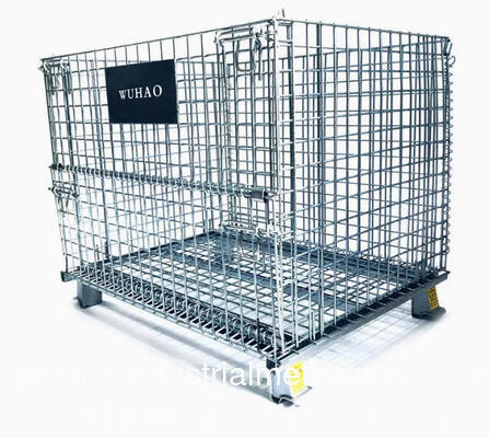 Customized Heavy Duty Foldable Stackable Wire Mesh Cages for Auto Parts Storage And Transportation