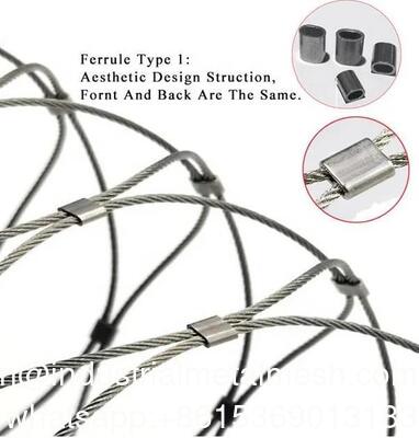 Flexible 304/316 Hand Woven Stainless Steel Knotted Wire Rope Cable Mesh