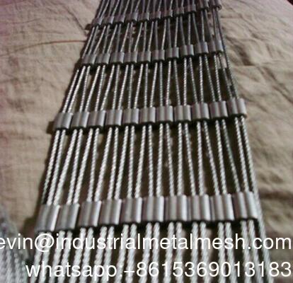 Ss 304 Ss 316 Stainless Steel Wire Rope Mesh Stainless Steel Ferrule Rope Mesh for Sale