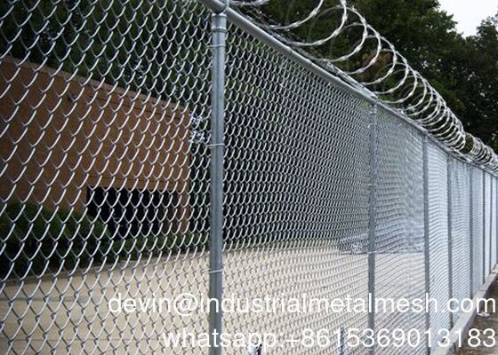 Wholesale High Security Galvanized Chain Link Fence Cost with Barbed Wire on Top.
