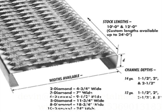 Stainless Steel Perforated Crocodile Mouth Grip Strut Grating Anti-Skid Stair Treads