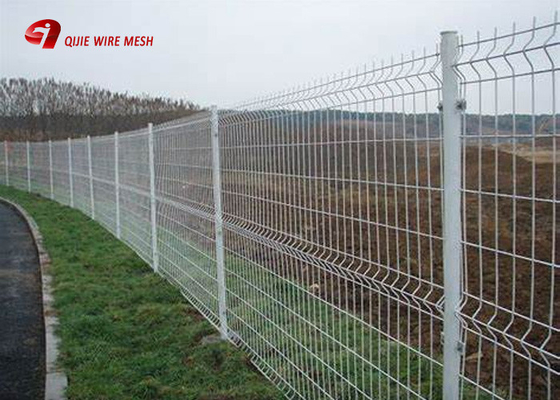 Powder Coated 3D Curved Metal Fence Welded Wire Mesh Panel Fence With Peach Post