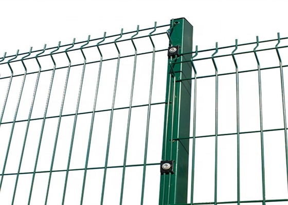 Green Pvc Coated Welded Wire Mesh Fence / 3D Curved Wire Mesh Fencing