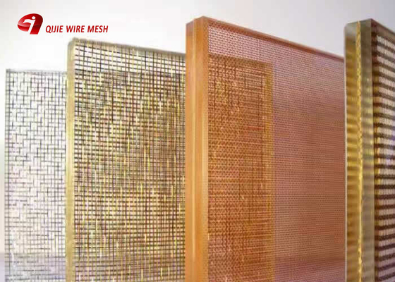 Architectural Decorative Woven Glass Laminated Metal Mesh 300 × 300mm