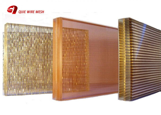 Architectural Decorative Woven Glass Laminated Metal Mesh 300 × 300mm