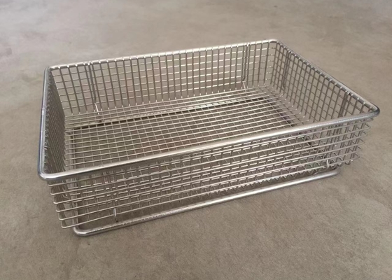 304 Rectangle Wire Mesh 1.6mm Stainless Steel Storage Baskets For Kitchen