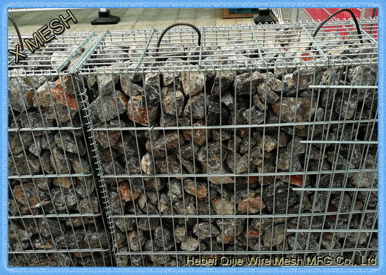 Zinc Coated Welded Gabion Baskets , Stone Filled Wire Cages Square /  Rectangular Hole